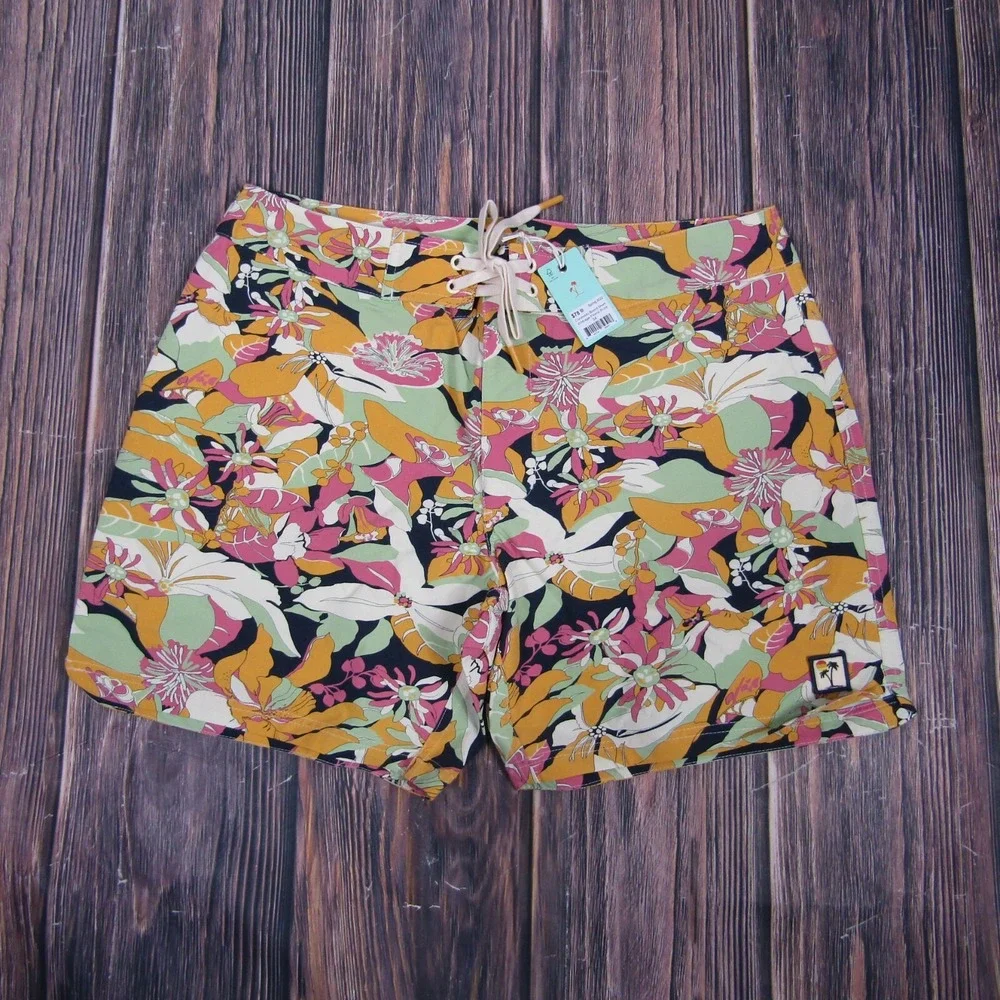 Marine Layer NEW NWT Mens 34 Coronado Board Shorts Swim Trunks Floral Green